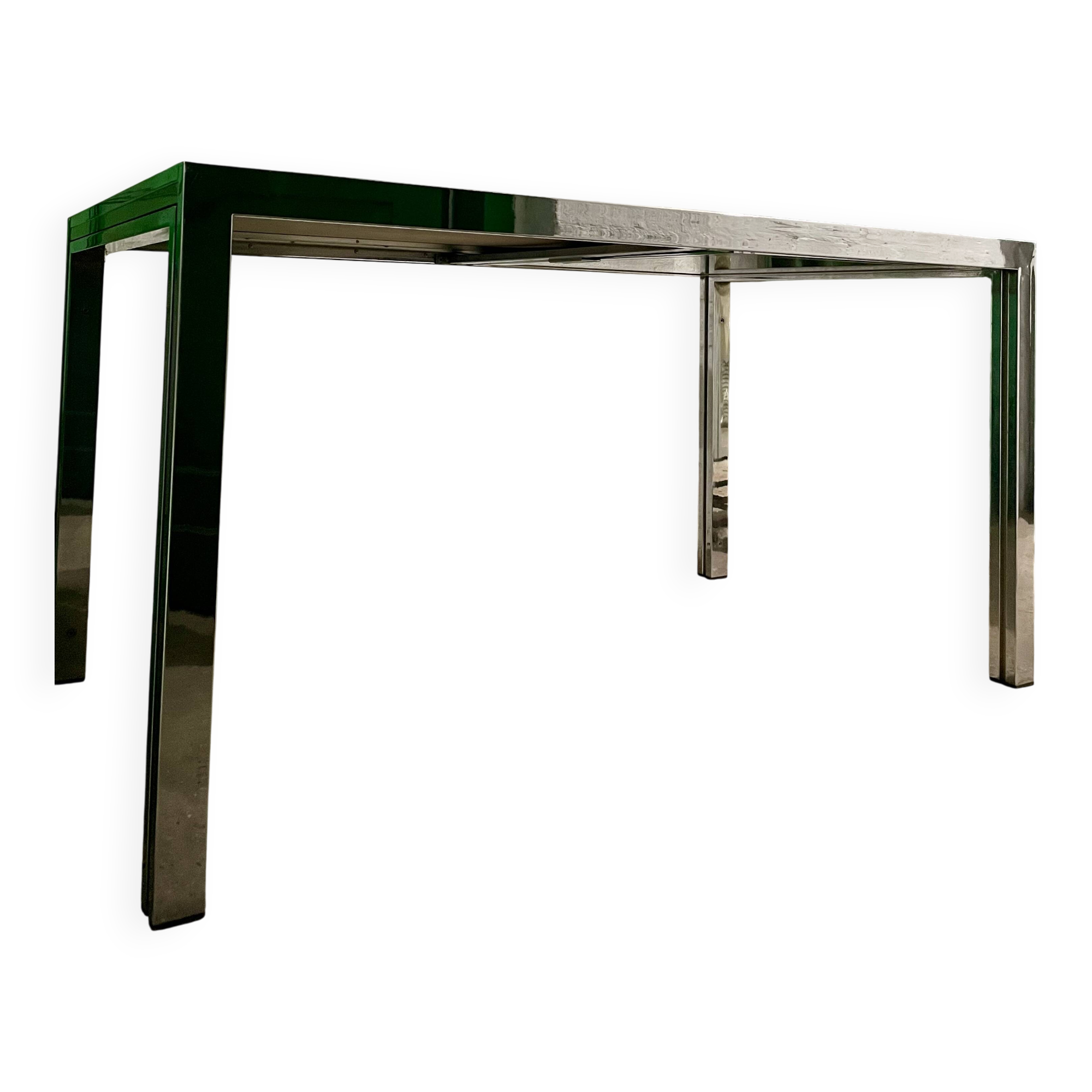 Chrome metal dining table with smoked glass dlg Romeo Rega