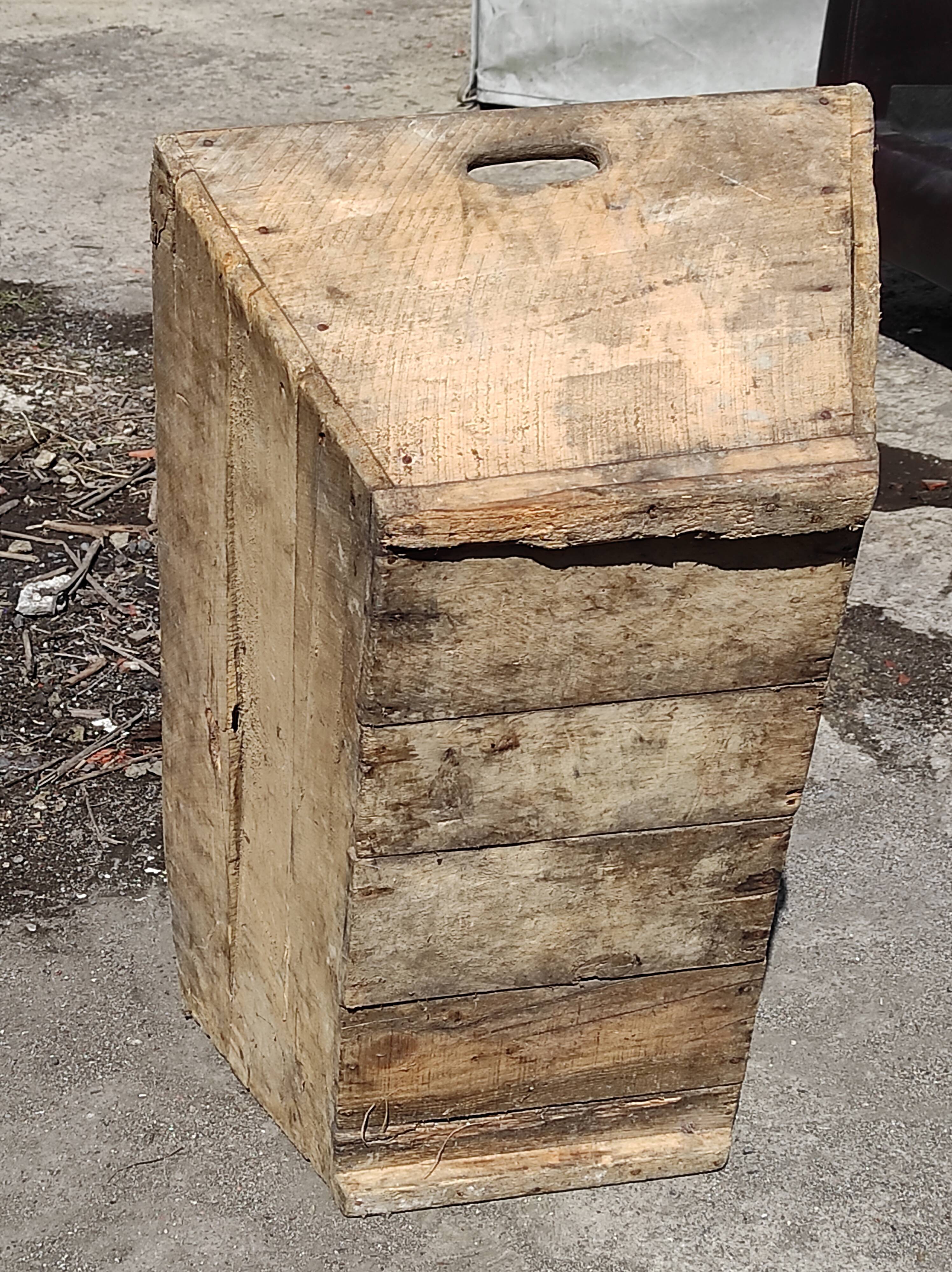 Old vintage grape crate in its poplar wood juice
