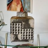 Large vintage square ceramic vase germany 1950