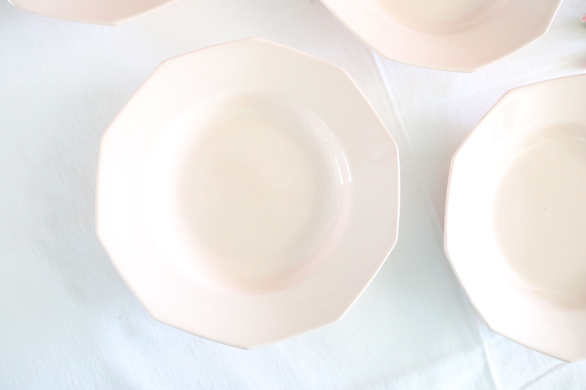 Hollow plates in pink ceramic, art deco, 1930, st Amand
