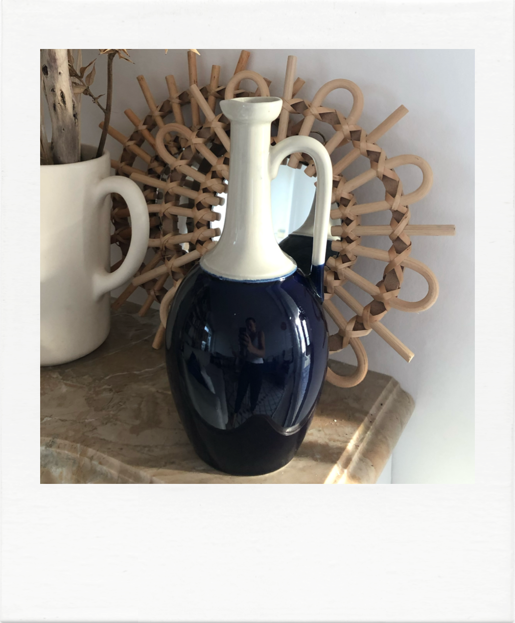 Decanter in blue and white ceramic