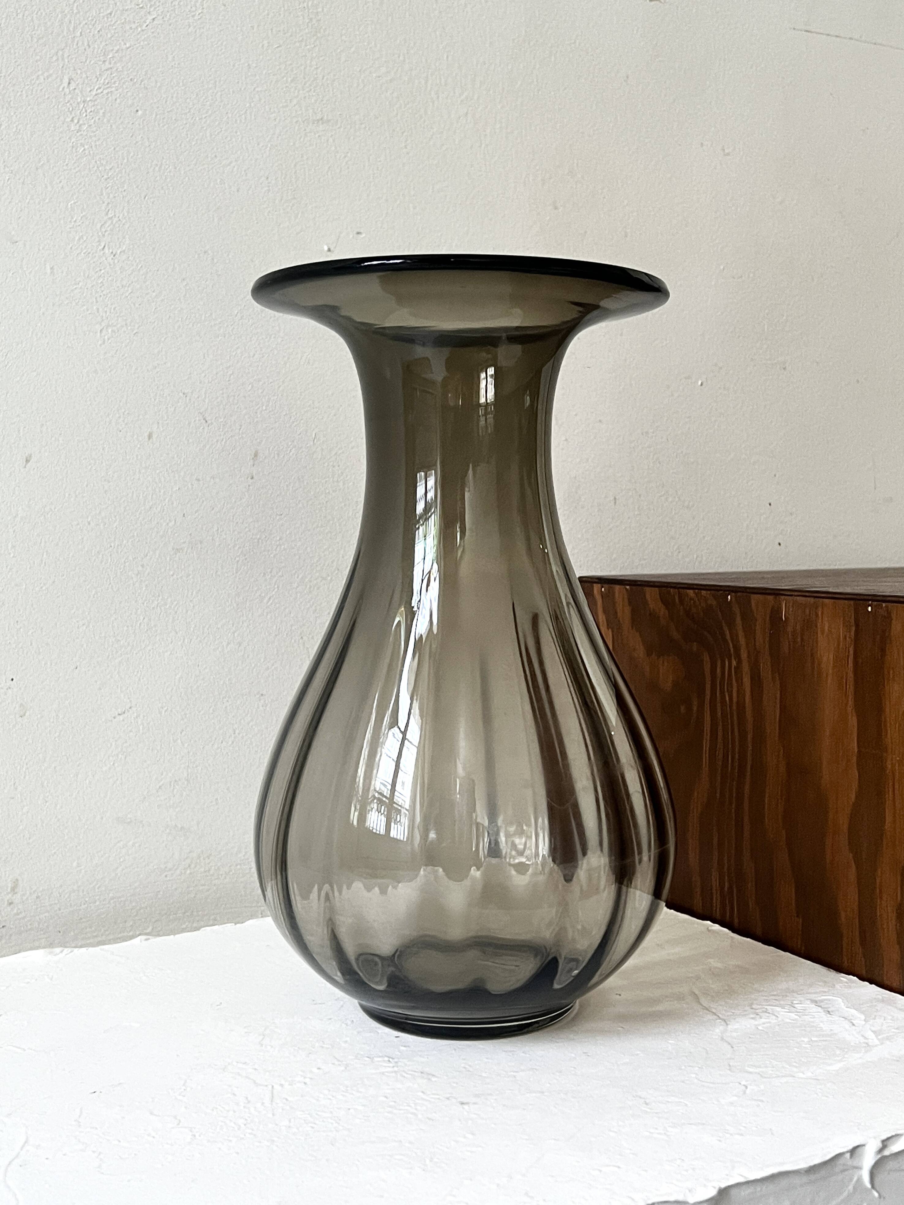 large smoked glass vase from the 1970s
