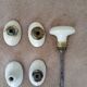 set of 5 old porcelain door handles