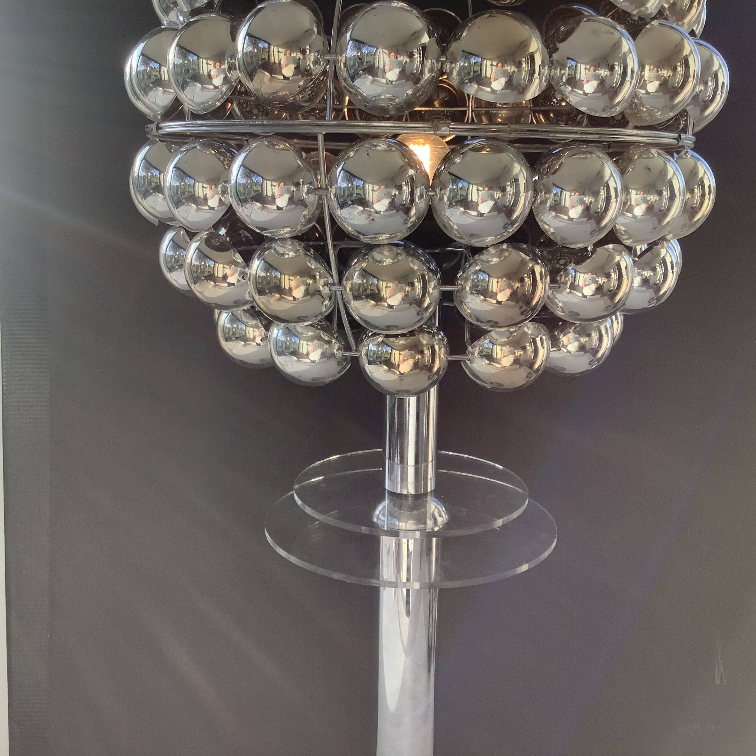 Vintage Kinetic Lamp Shade Kare Plexi Chrome Space Age