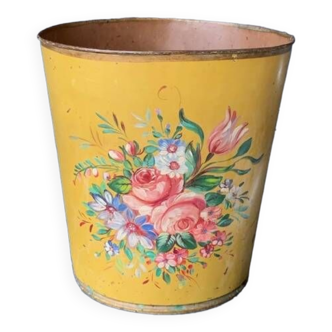 Old Napoleon III painted sheet metal wastebasket, 19th century