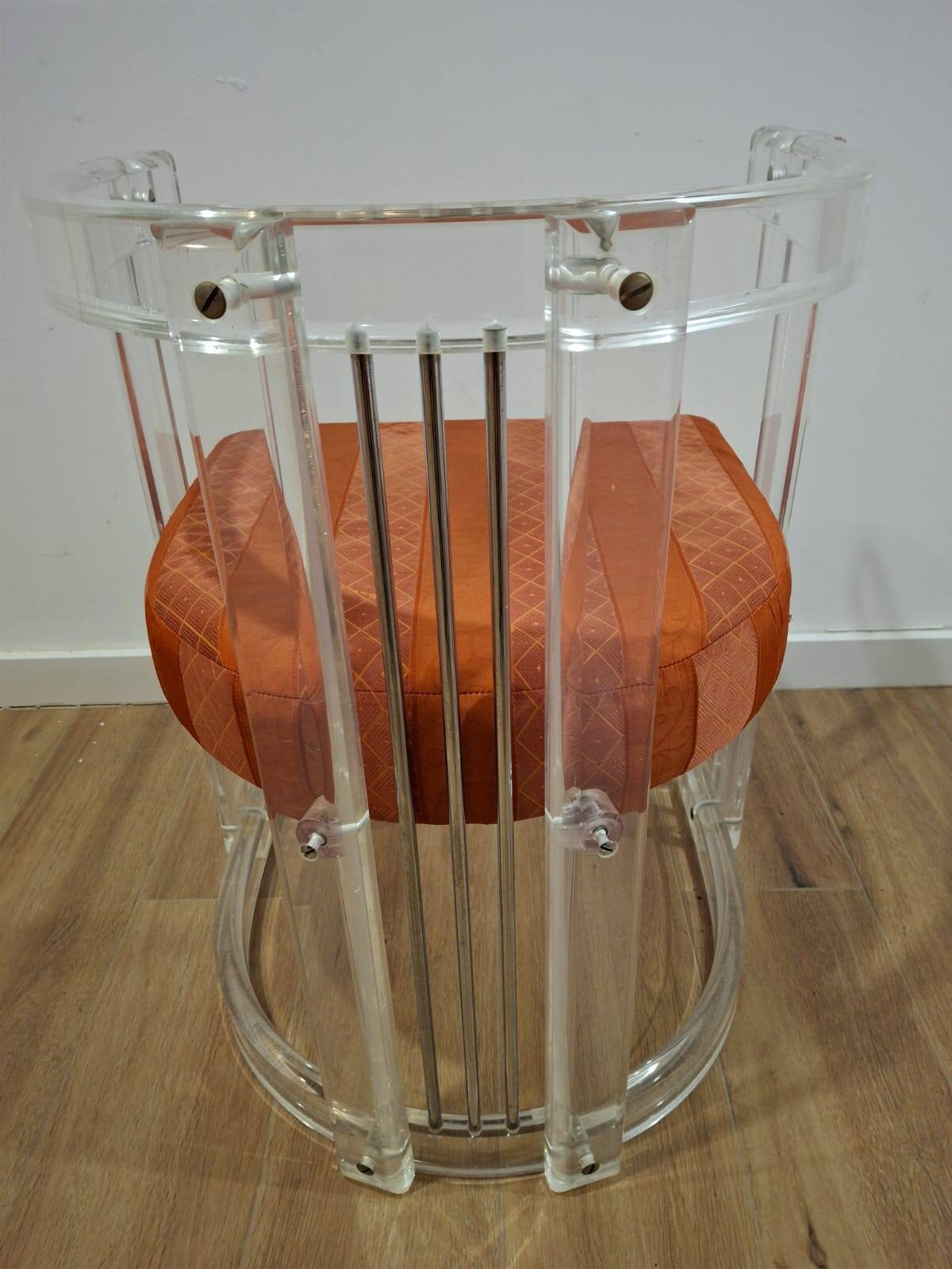Set of 6 Acrylic and Chrome Chairs, Italy, 1970s