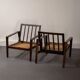 Fauteuil Knoll Antimott en noyer et tartan