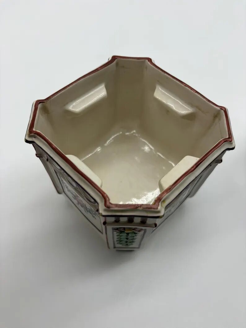 Pair of onion pots Samson 19th century Polychrome earthenware Strasbourg style Antique cache pots