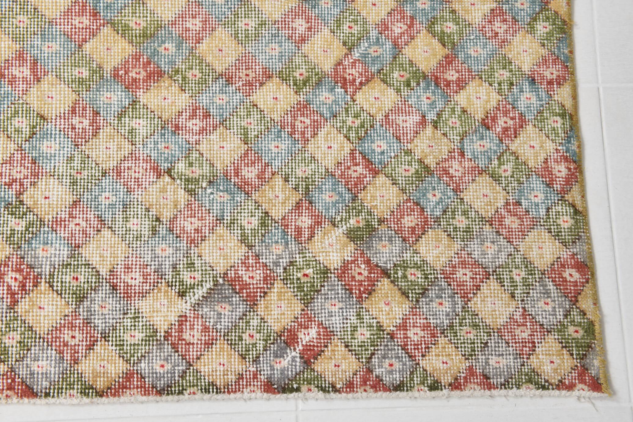 4x6 Vintage Geometric Style Multicolor Vintage Rug, 124x165Cm