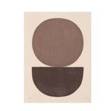 Duo of abstract paintings with geometric brown illustration signed Eawy.