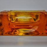 Orange ice cube ashtray by Antonio Imperatore, Murano glass, Italy, 1970