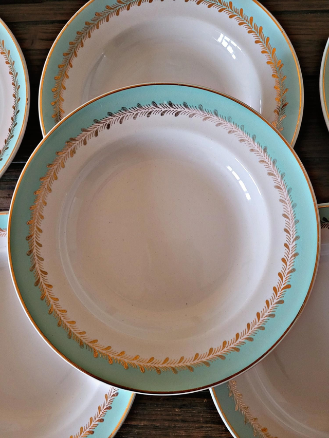 Lunéville Pierrefonds deep plates, gilding and golden foliage