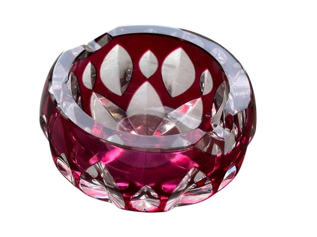 Ruby crystal ashtray Val Saint Lambert Vintage