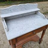 Dressing table, vintage console in white marble