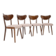 Ensemble de quatre chaises de salle à manger en hêtre restaurées des années 1950, Tchécoslovaquie