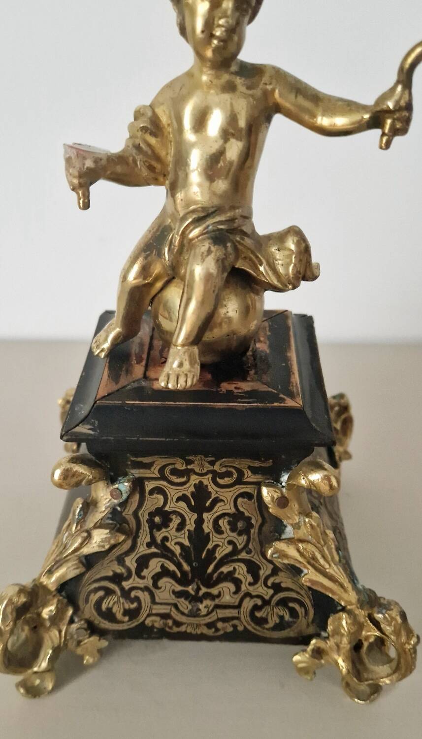 Chandelier laiton et bois style Napoléon III