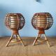 Paire de lampes boules en rotin 60-70