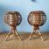 Paire de lampes boules en rotin 60-70