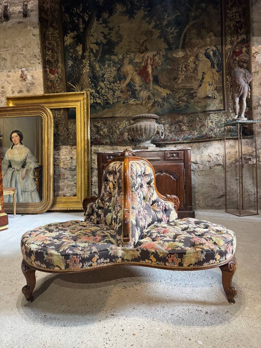 Canapé de milieu en acajou d’époque Napoléon III