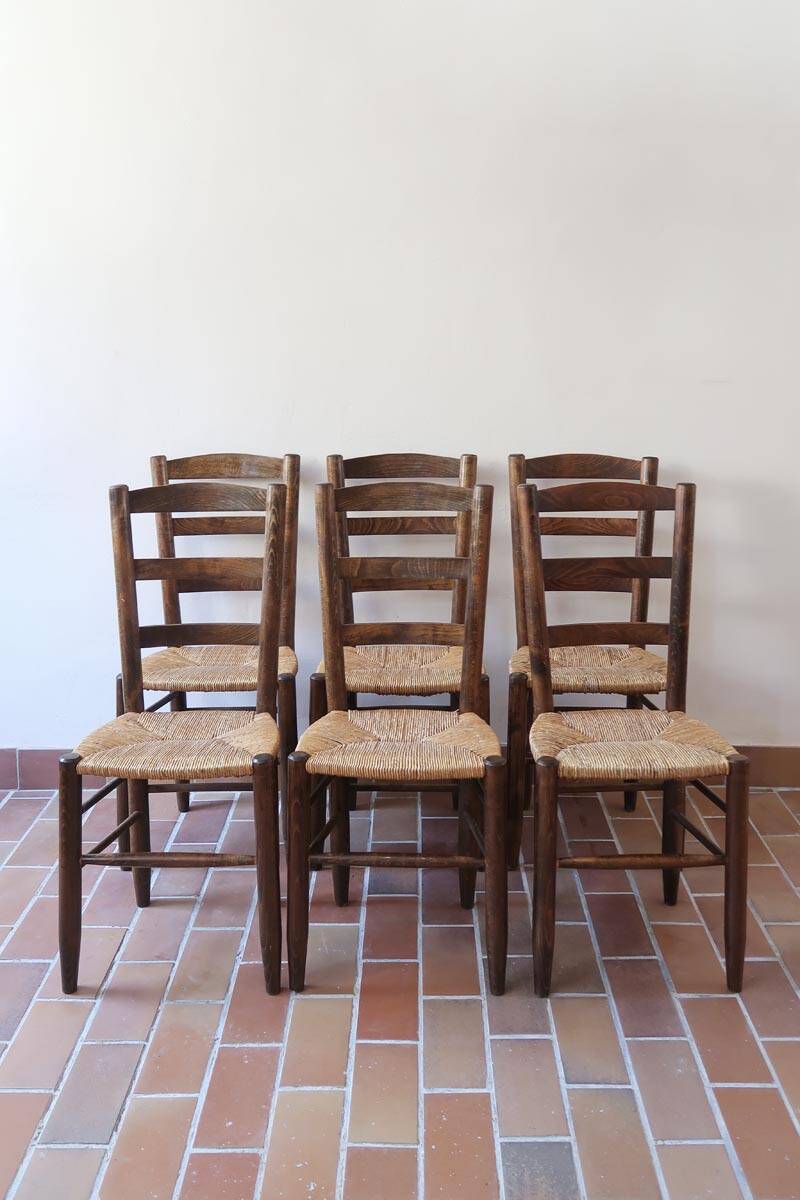6 straw farm chairs