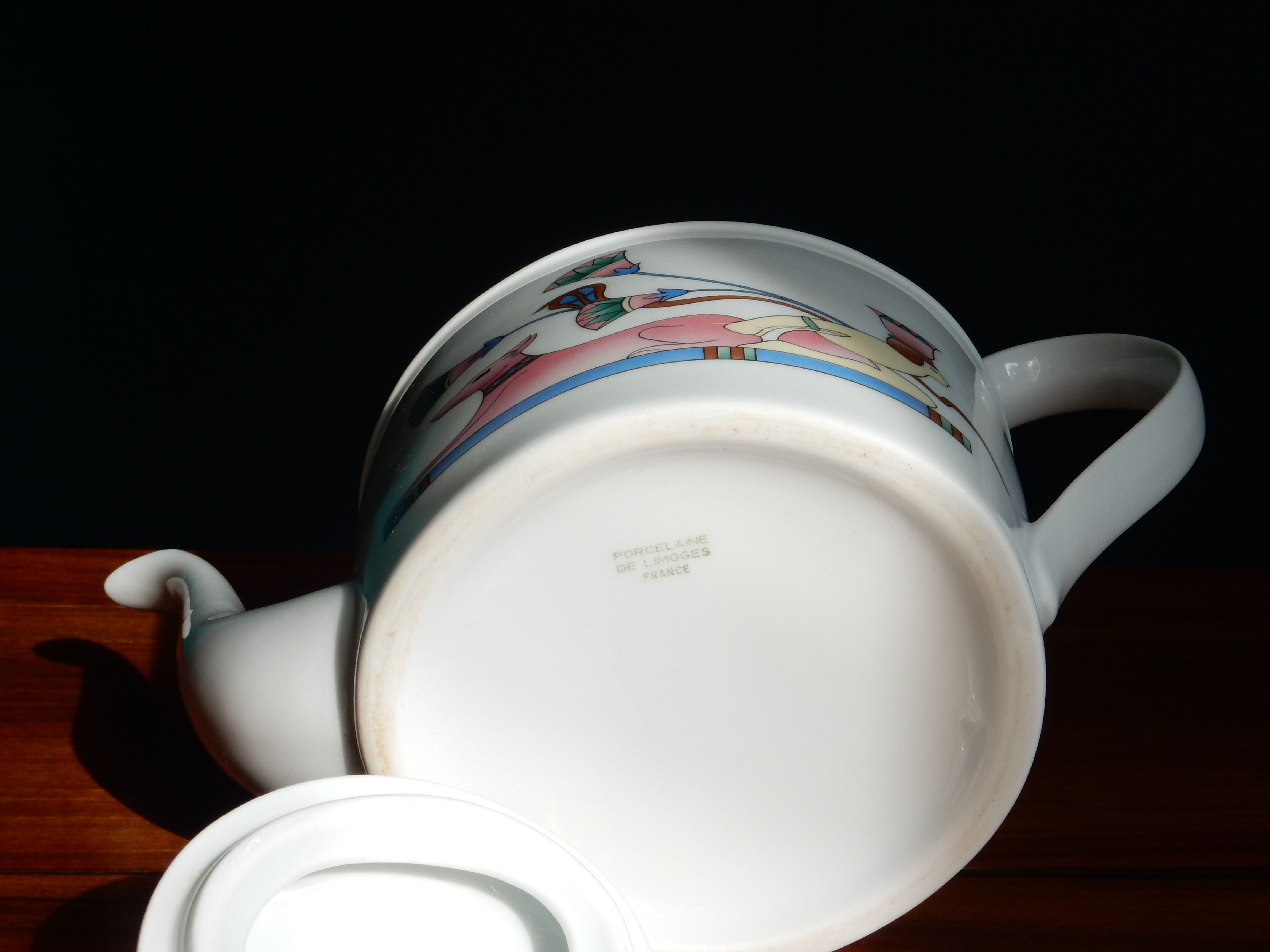 Limoges coffee maker inspired by ancient Egypt in the style of the 80s