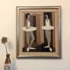 Peinture à l'huile figurative vintage suédoise moderne du milieu du siècle « Ballerines modernistes » par Fabian Lundqvis