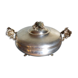Alpaca silver metal serving dish with flowers