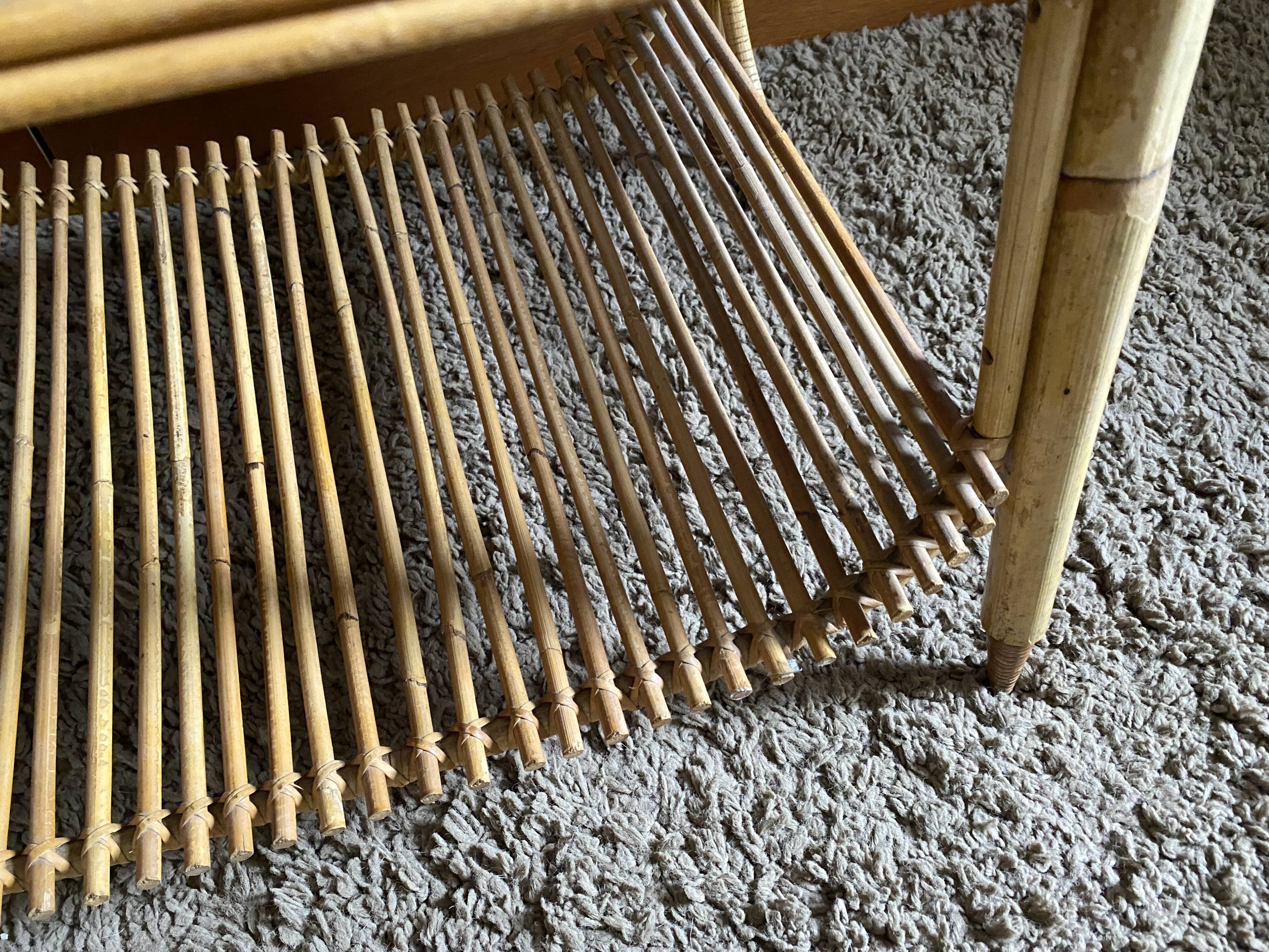 Bamboo and rattan coffee table from the 1960s.