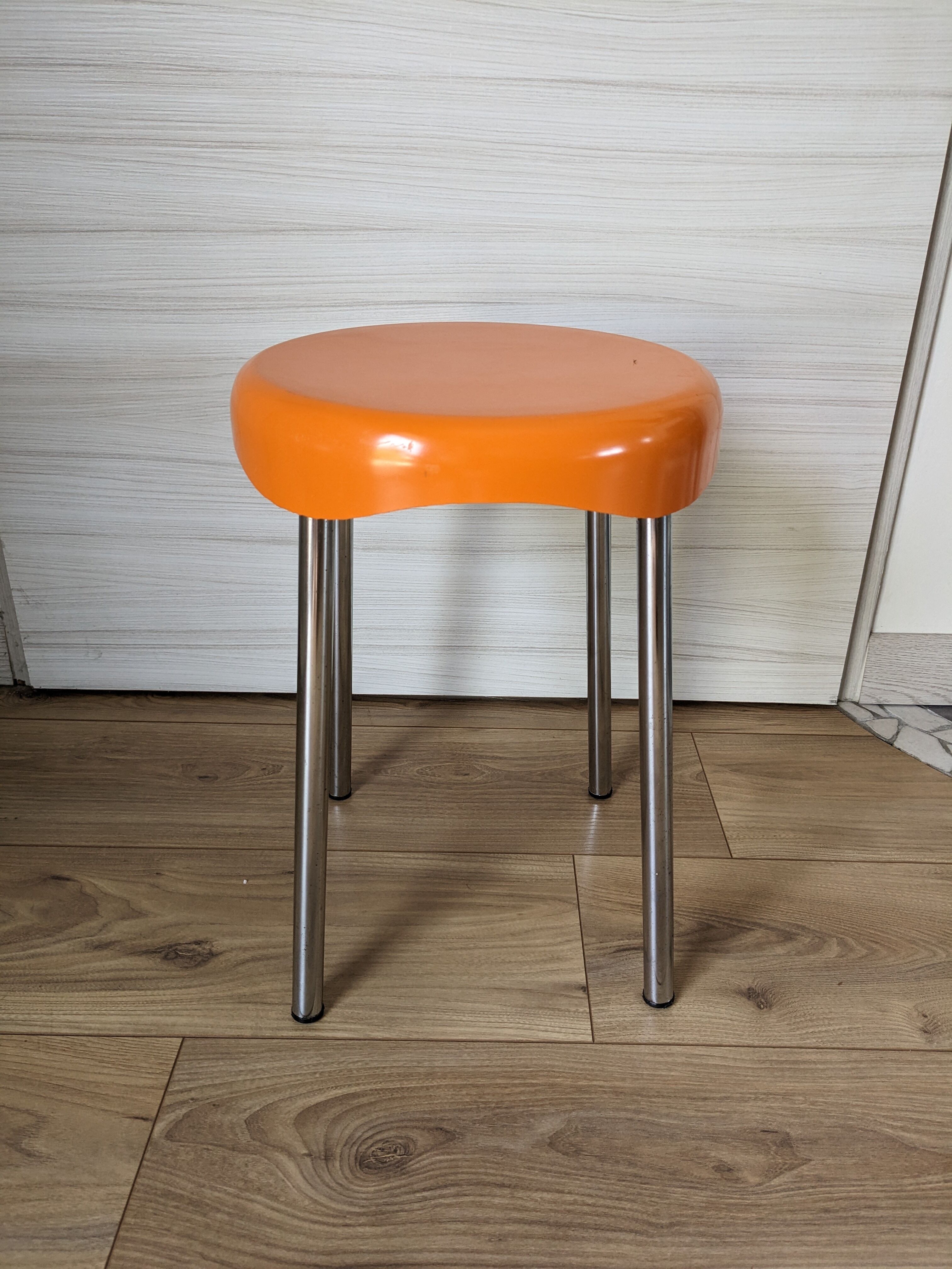 Tabouret Condor orange vintage années 70