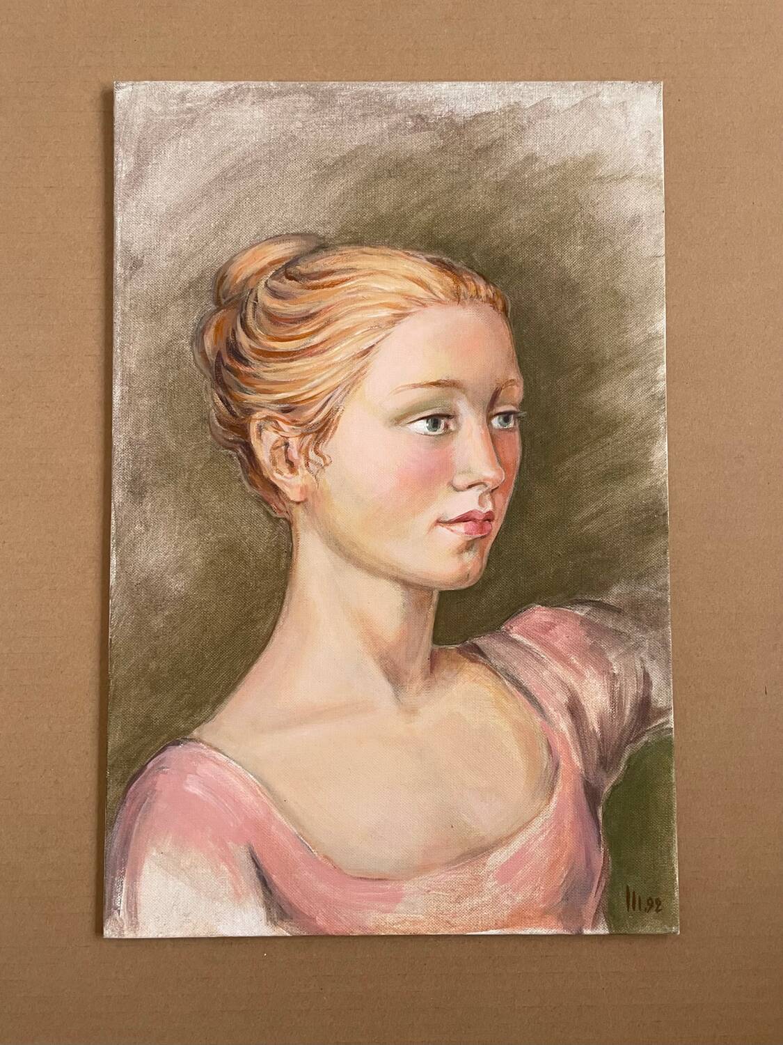 Portrait, oil on cardboard