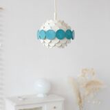 Vintage pendant lamp in white and green metal