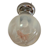 Plafonnier chromé, verre soufflé de Murano, Italie, années 1960