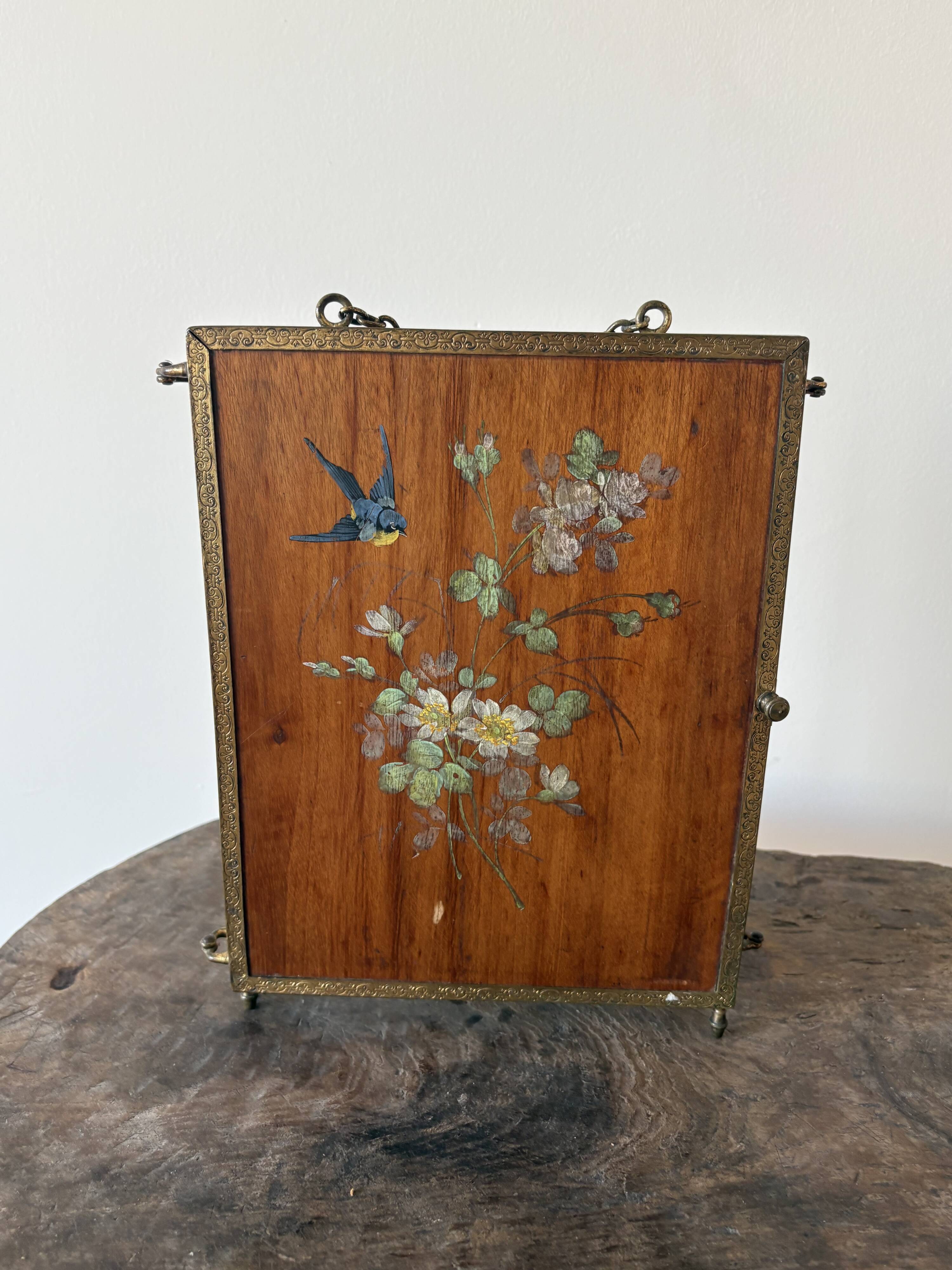 Antieke bronzen triplet spiegel uit 1900