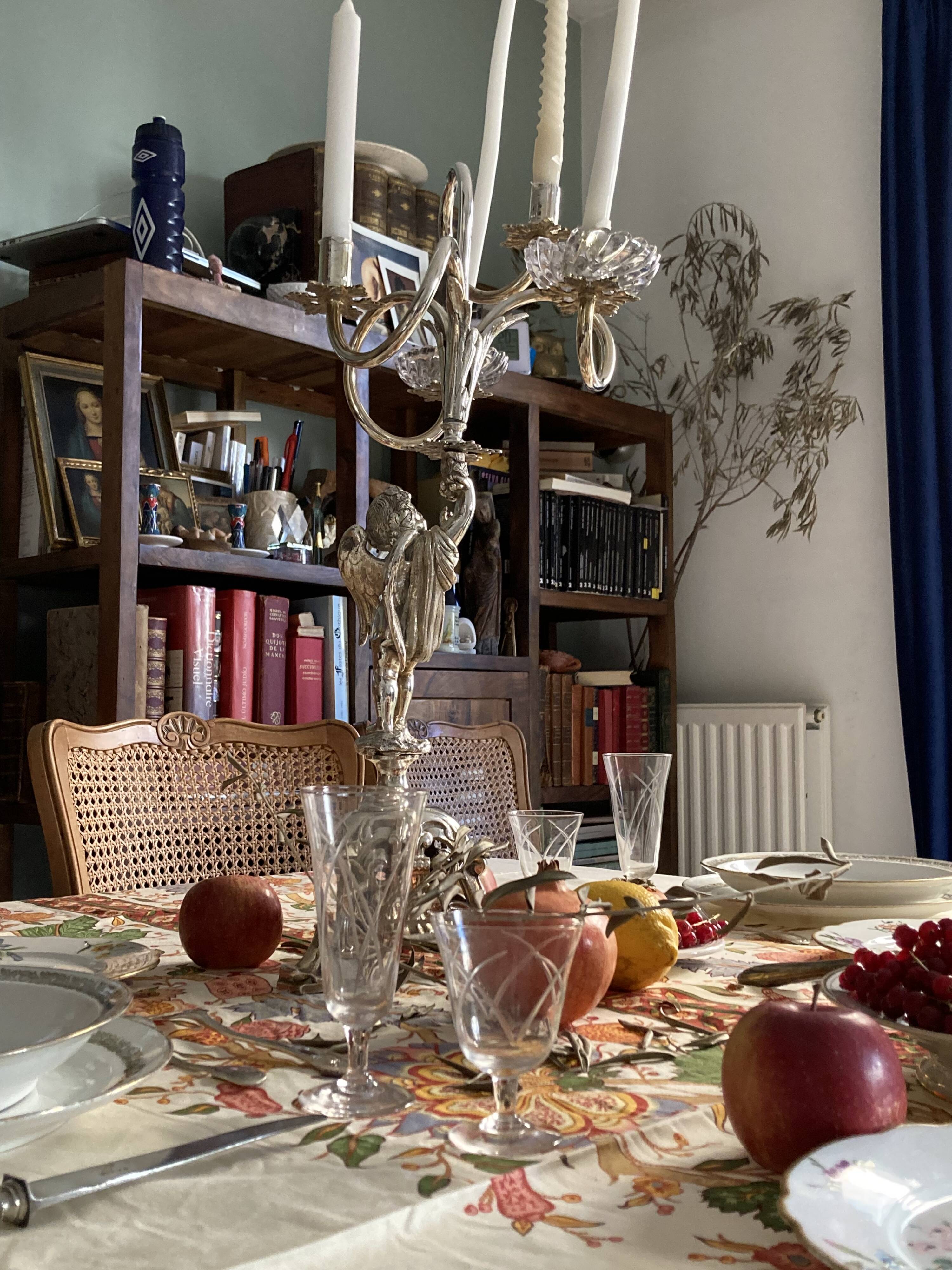 Putti candelabra 4 candles louis xvi style design pieces late 20th century. signed