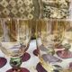 Vintage coloured tinted glass footed glasses