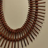 Large oval bamboo rattan sun mirror
