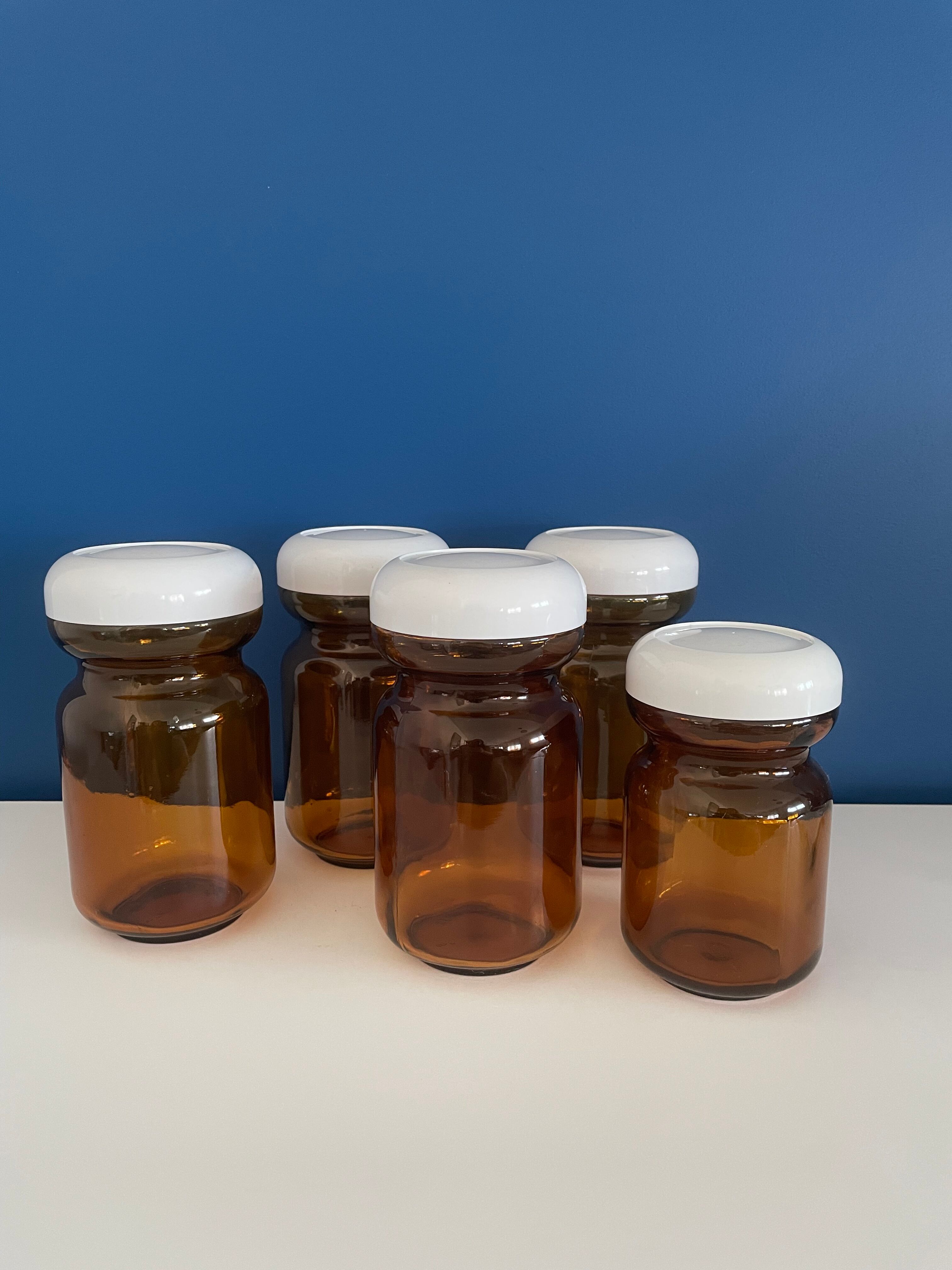 Lot de 5 bocaux / bocal / pot verre vintage
