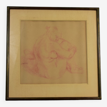Sanguine "femme nue" de Jean Carton.