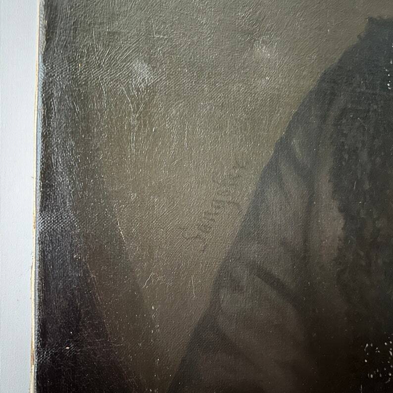 Peinture à l'huile ancienne du 19ème siècle, Portrait de femme