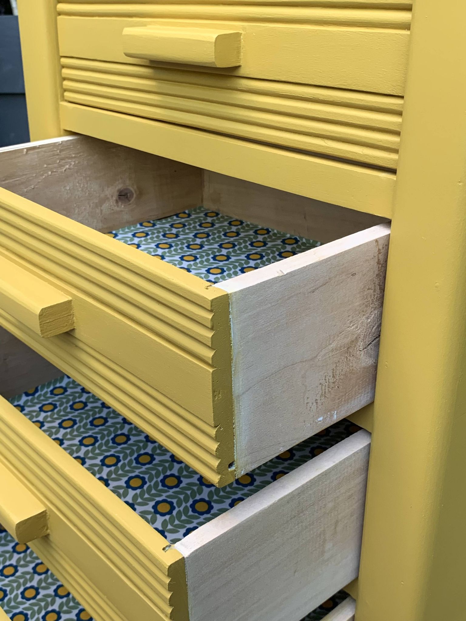 Ochre yellow Art Deco chest of drawers