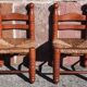 Pair of low armchairs by the fireplace. (Straw seat)
