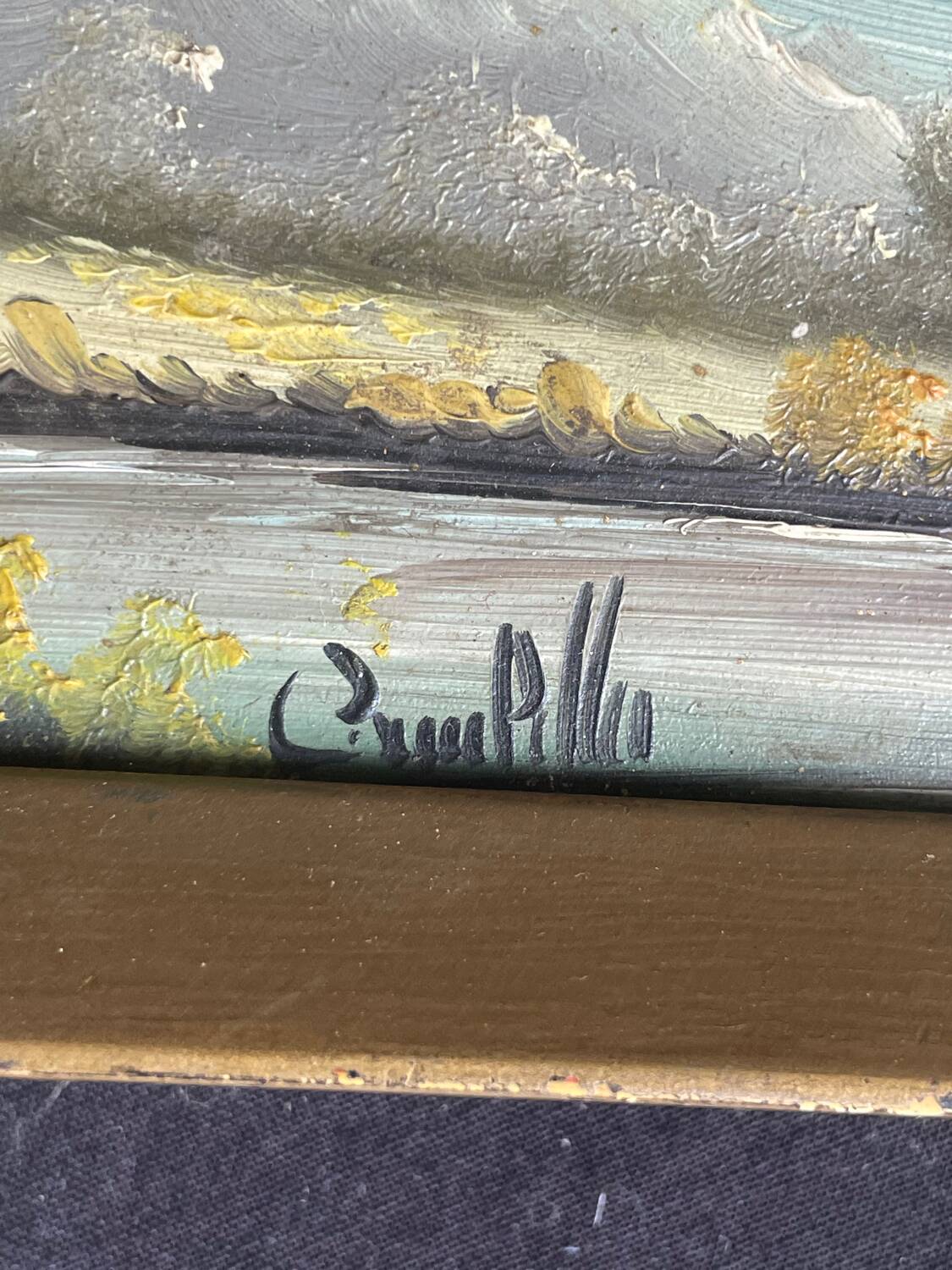 Two framed oil landscape paintings signed Campillo