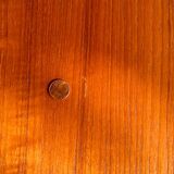 Expandable teak dining table, butterfly extension, circa 60s