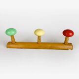 Wooden coat rack with multi-colored balls from the 60s