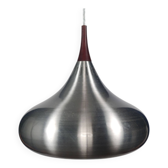 Vintage 1970s Fog and Morup Style Aluminium & Teak 'Orient' Pendant Lamp