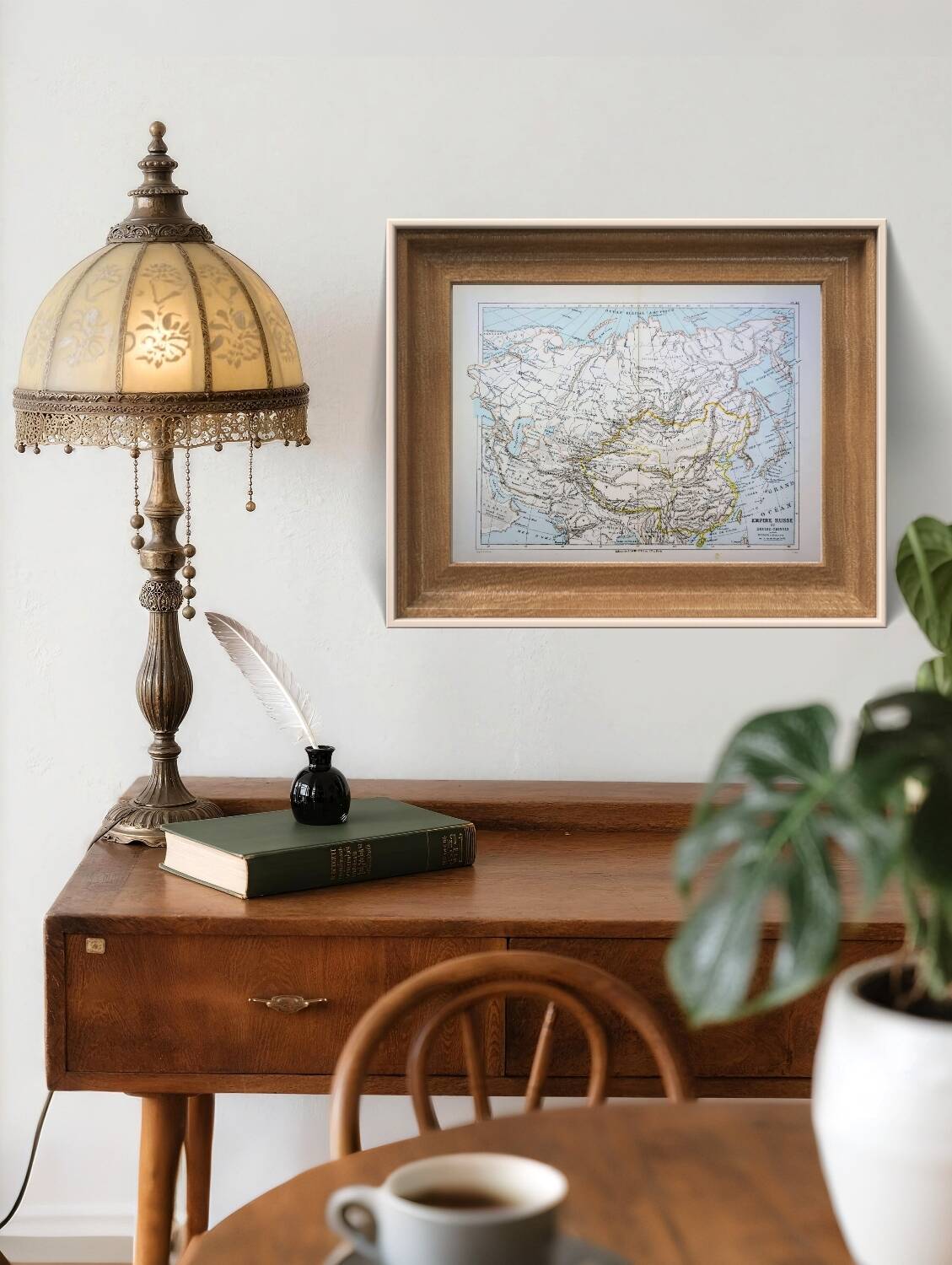 Russian and Chinese Empires, period map, 1887, Authentic.