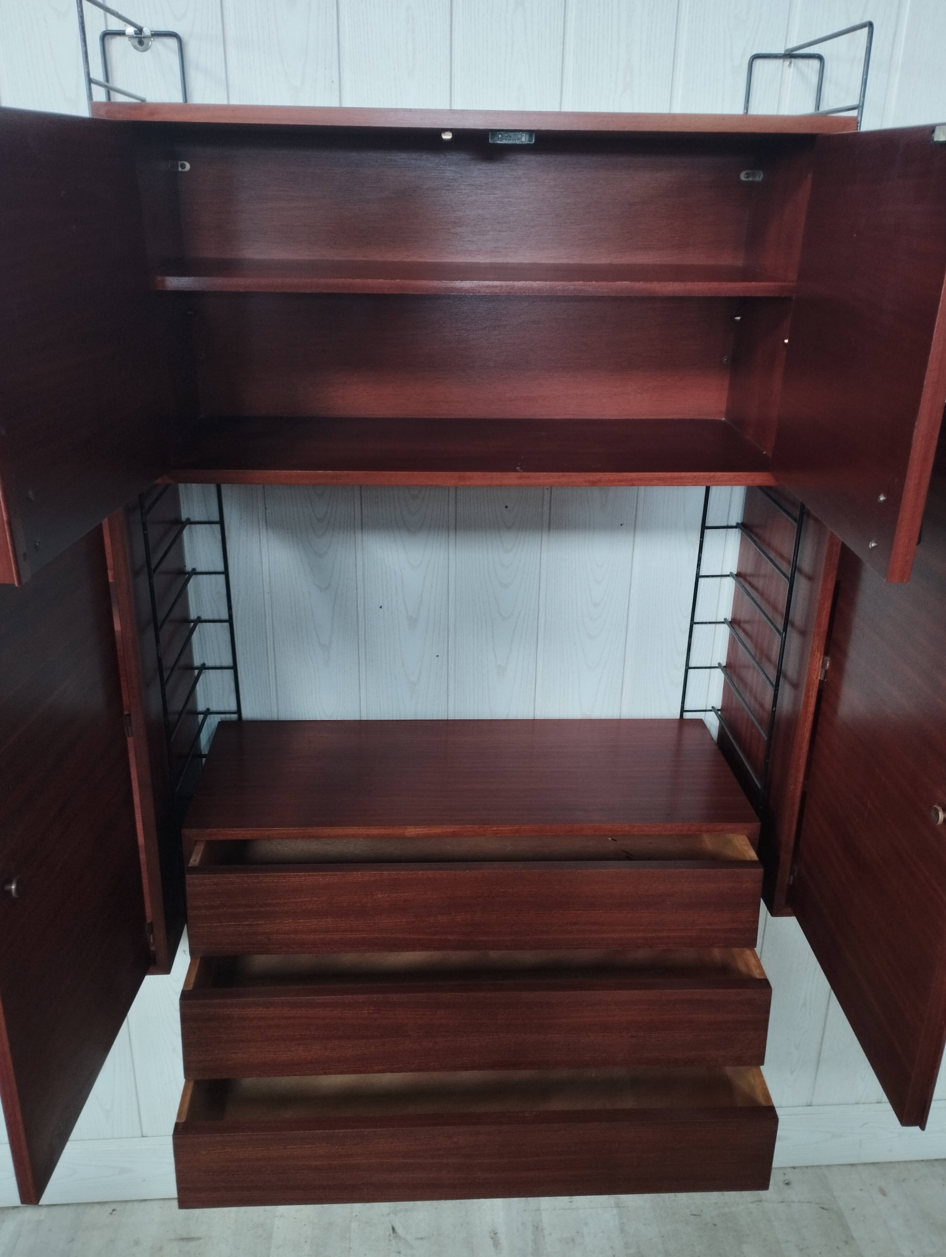 Scandinavian modular teak bookcase shelving system