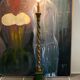 Pique candle lamp lamp in polychrome wood early 20th