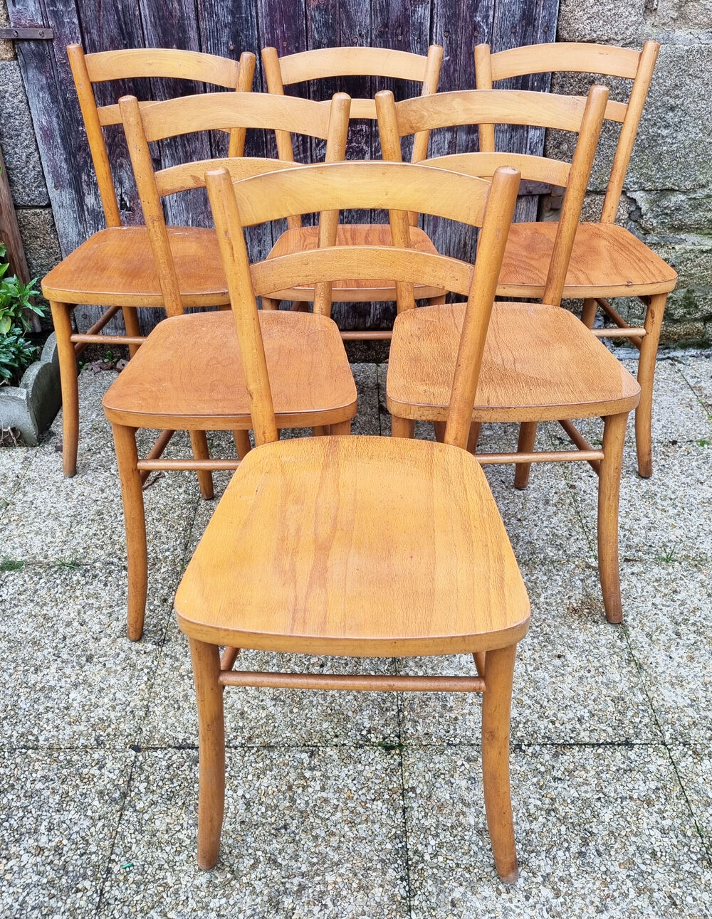 Six Luterma chairs, stylized seat, vintage, 50s-60s