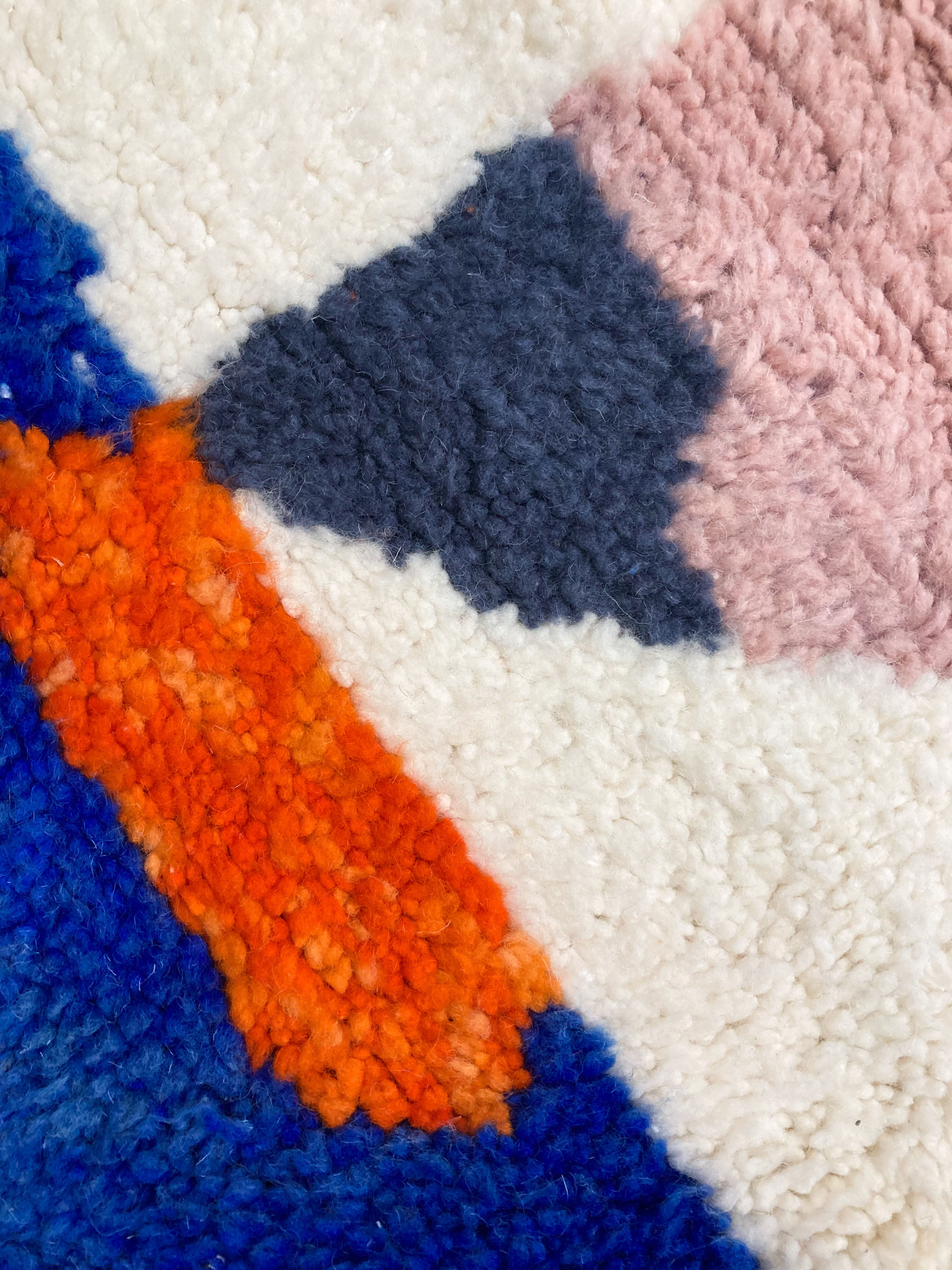 Moroccan Berber carpet beni ouarain ecru with colorful patterns 143x110cm